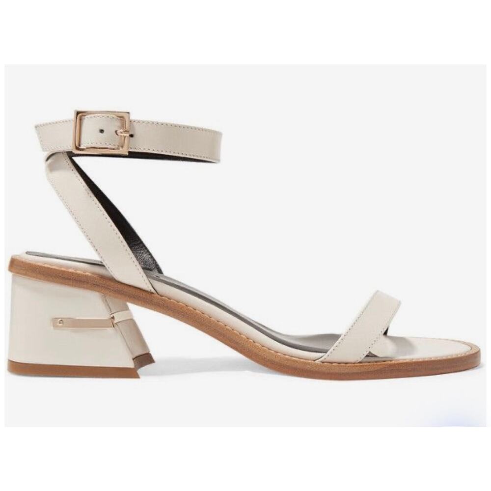Tibi Peyton 9.5 block heel white Italian calf leather strappy sandal 2.25” heel